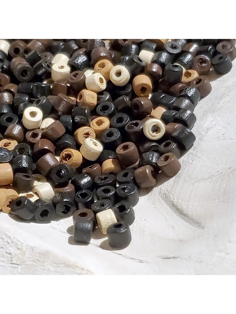 Bulk Lot Sustainable Round Heishi Wood Beads 5x4mm Brown Black Tan White 100 pcs